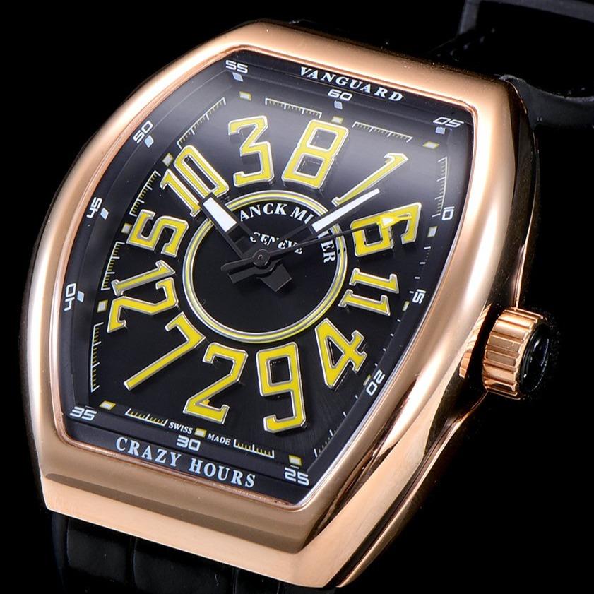 FRANCK VANGUARD CRAZY HOURS ROSE GOLD CASE YELLOW NUMERALS