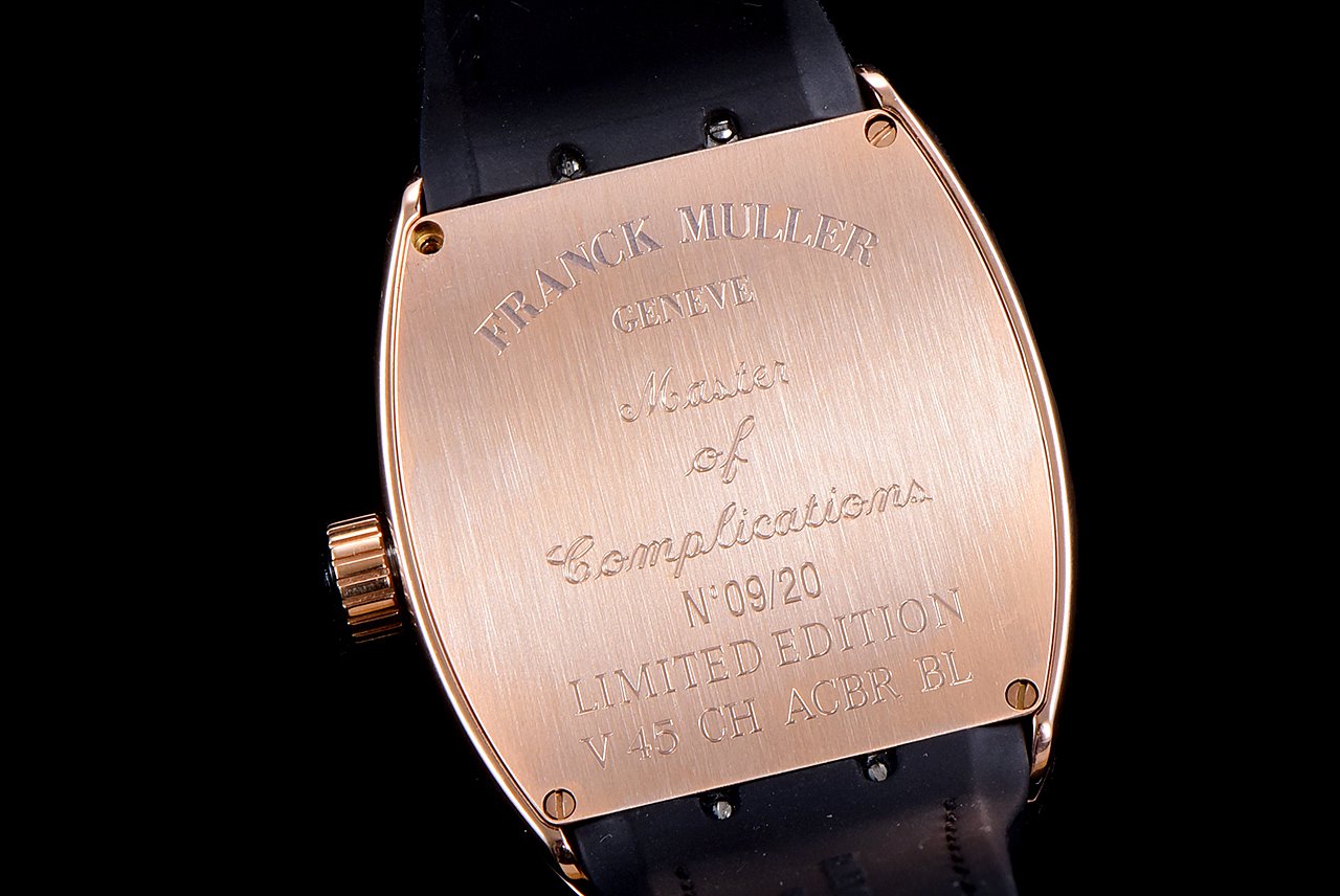 FRANCK VANGUARD CRAZY HOURS ROSE GOLD CASE YELLOW NUMERALS