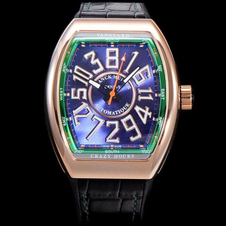 FRANCK VANGUARD CRAZY HOURS ROSE GOLD CASE BLUE DIAL