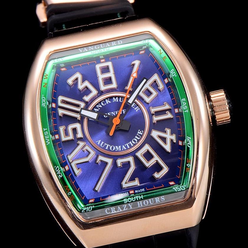 FRANCK VANGUARD CRAZY HOURS ROSE GOLD CASE BLUE DIAL