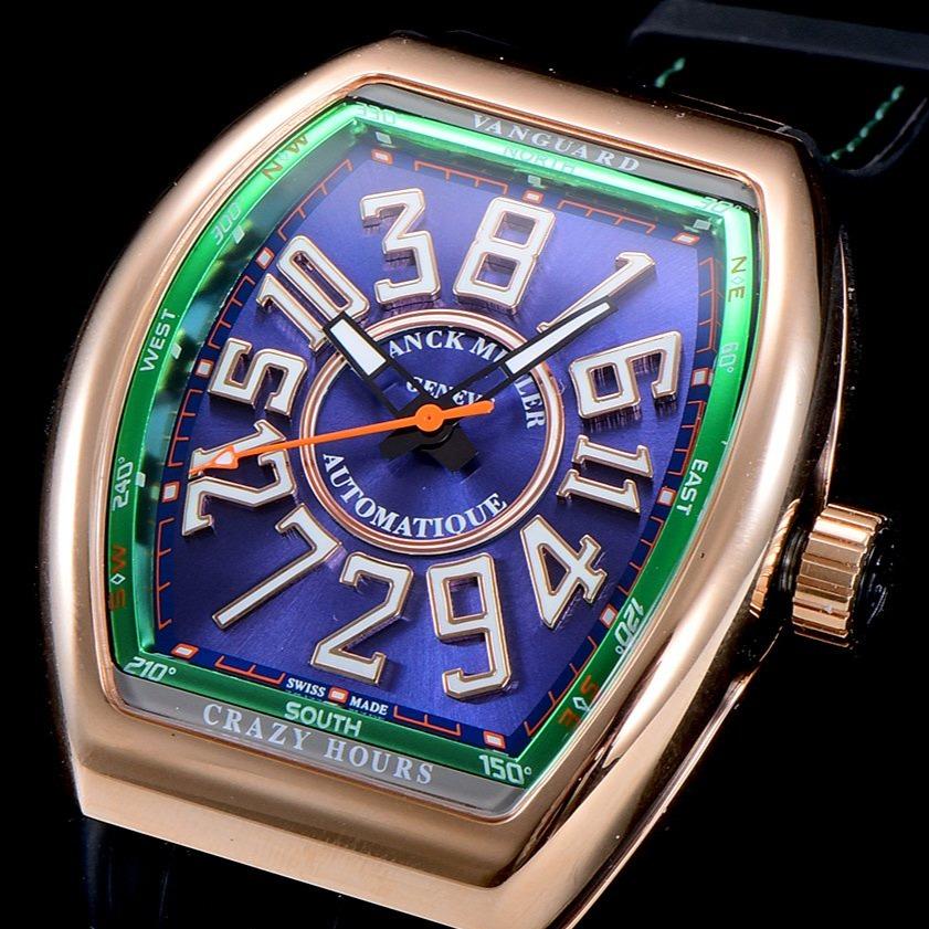 FRANCK VANGUARD CRAZY HOURS ROSE GOLD CASE BLUE DIAL
