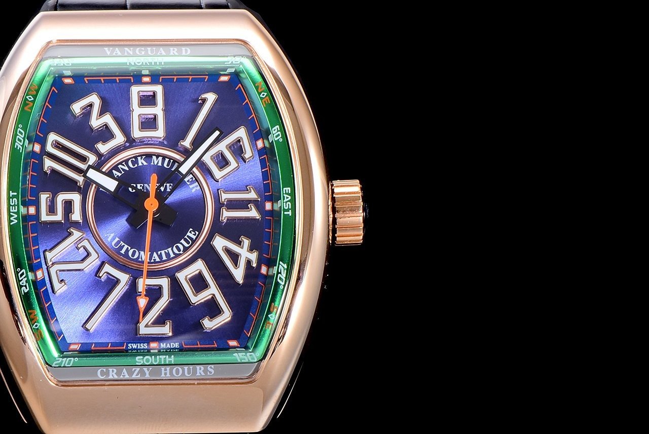 FRANCK VANGUARD CRAZY HOURS ROSE GOLD CASE BLUE DIAL