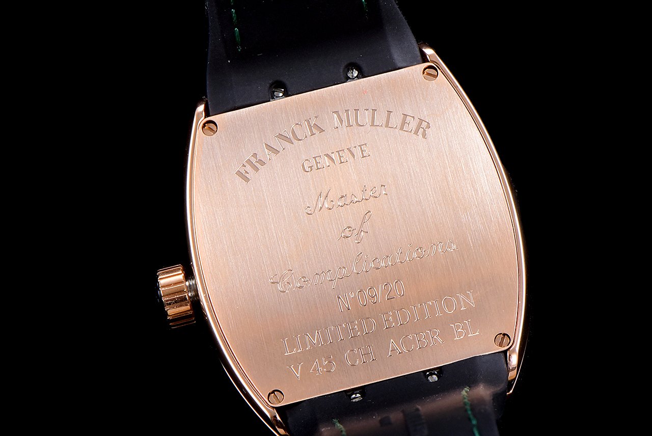 FRANCK VANGUARD CRAZY HOURS ROSE GOLD CASE BLUE DIAL