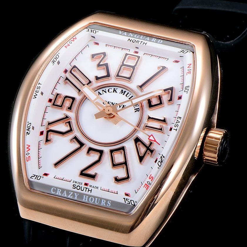 FRANCK VANGUARD CRAZY HOURS ROSE GOLD WHITE DIAL