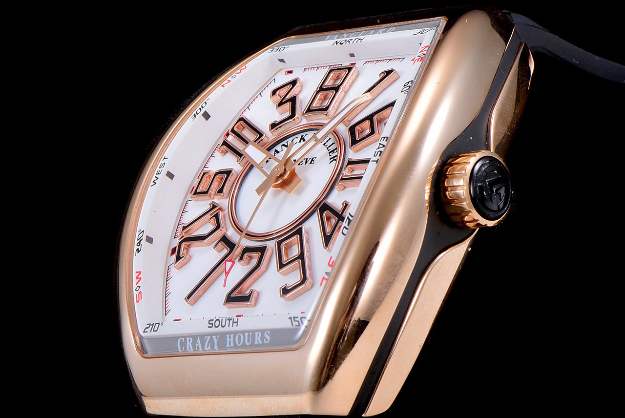 FRANCK VANGUARD CRAZY HOURS ROSE GOLD WHITE DIAL