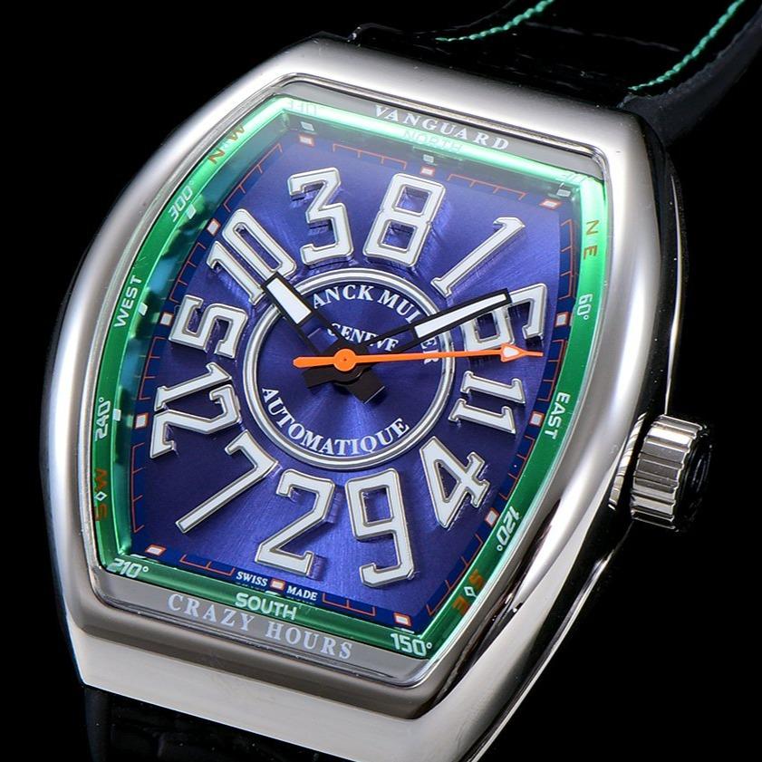 FRANCK VANGUARD CRAZY HOURS STEEL CASE BLUE DIAL