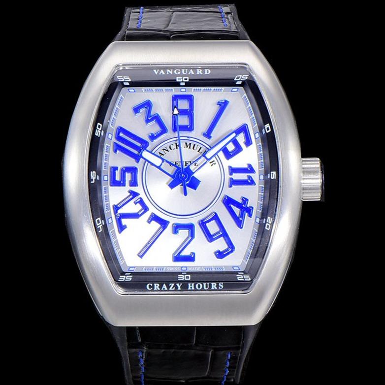 FRANCK VANGUARD CRAZY HOURS STEEL CASE BLUE NUMERALS