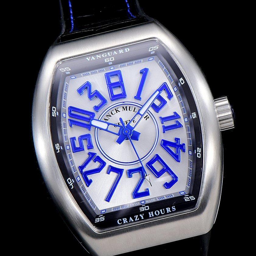 FRANCK VANGUARD CRAZY HOURS STEEL CASE BLUE NUMERALS