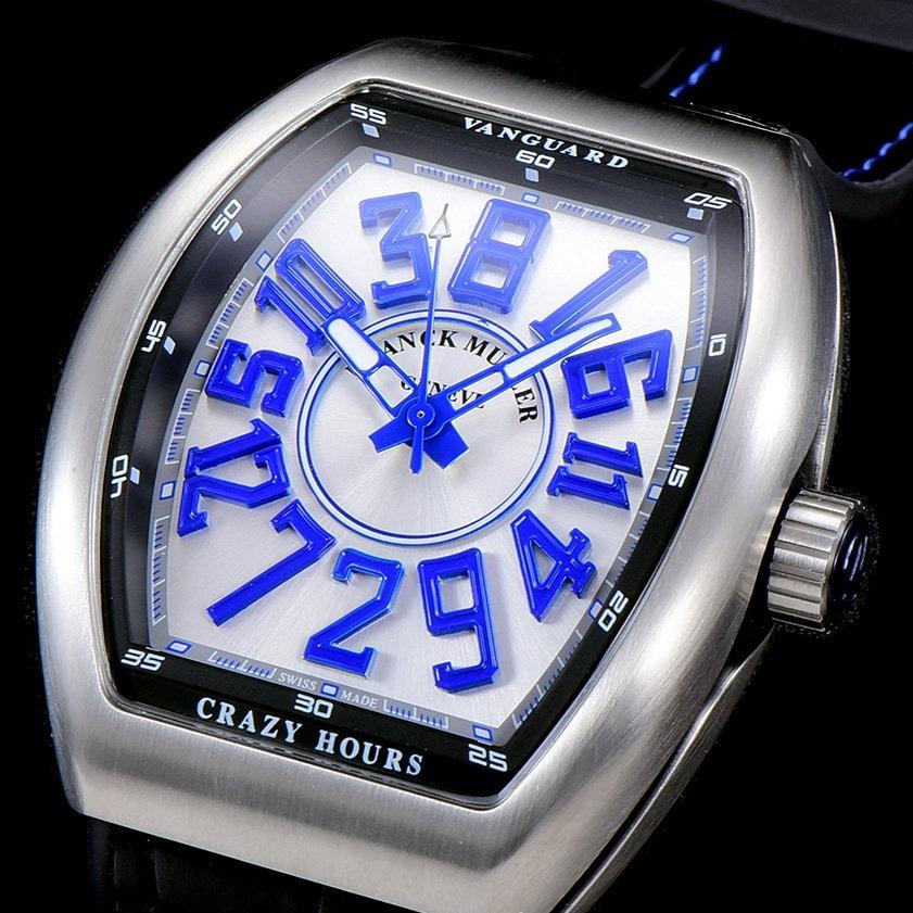FRANCK VANGUARD CRAZY HOURS STEEL CASE BLUE NUMERALS