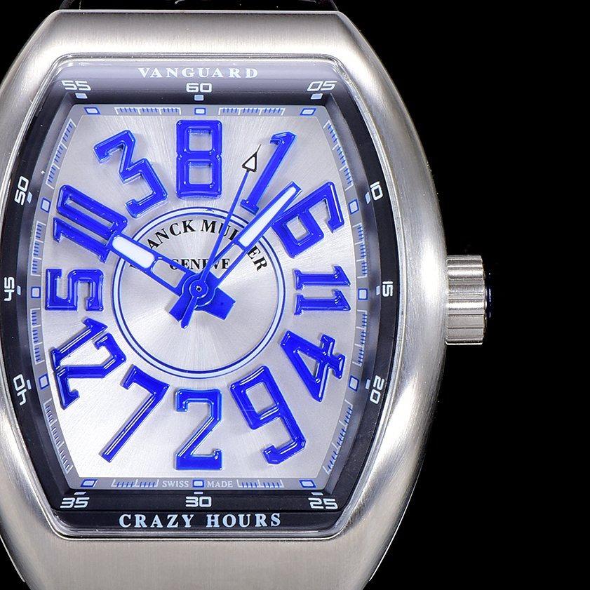FRANCK VANGUARD CRAZY HOURS STEEL CASE BLUE NUMERALS