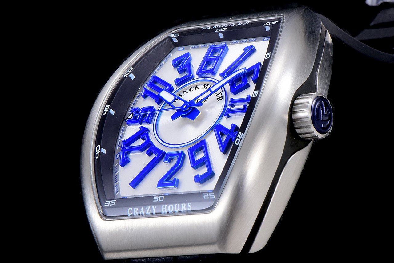 FRANCK VANGUARD CRAZY HOURS STEEL CASE BLUE NUMERALS