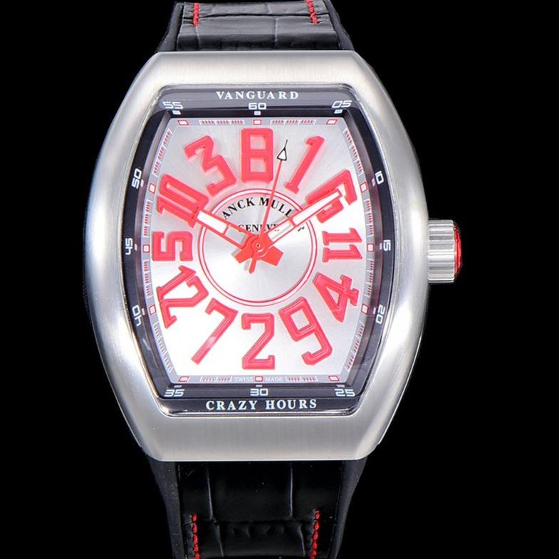 FRANCK VANGUARD CRAZY HOURS STEEL CASE RED NUMERALS