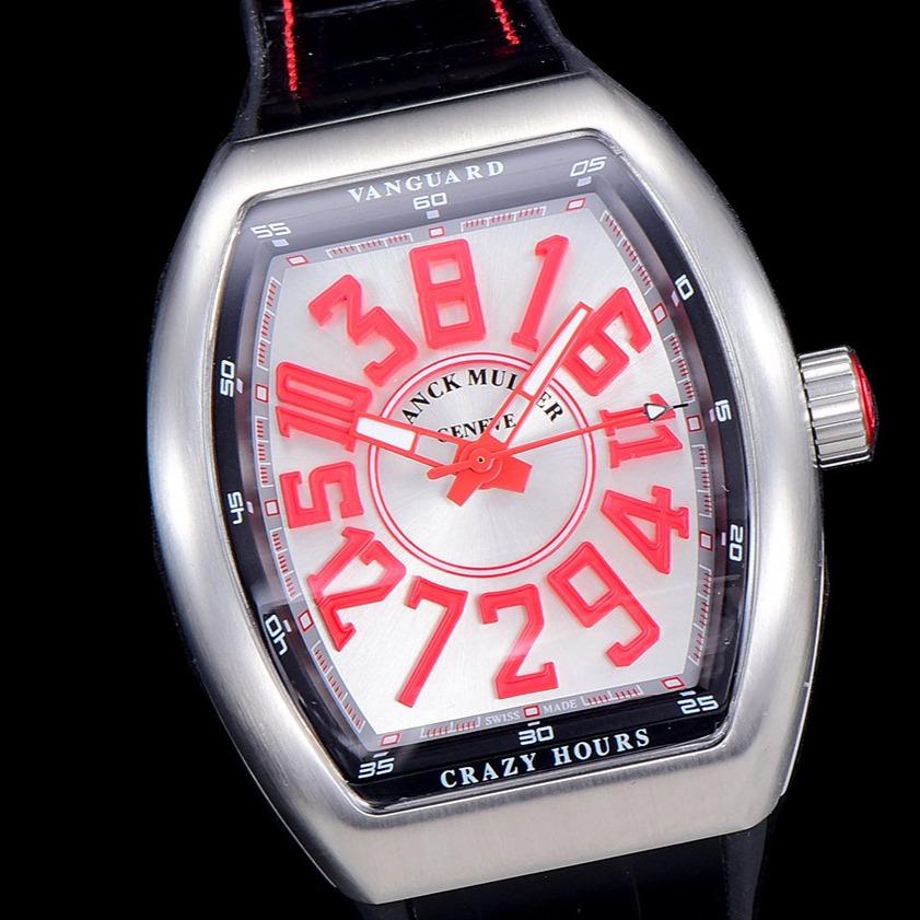 FRANCK VANGUARD CRAZY HOURS STEEL CASE RED NUMERALS