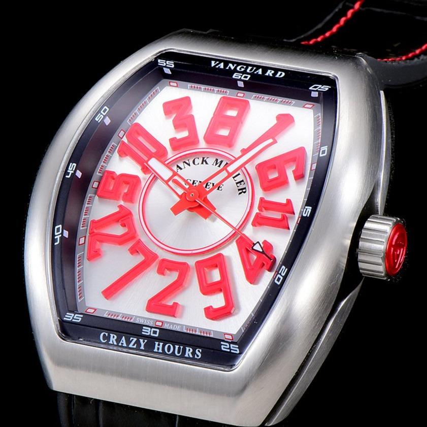 FRANCK VANGUARD CRAZY HOURS STEEL CASE RED NUMERALS