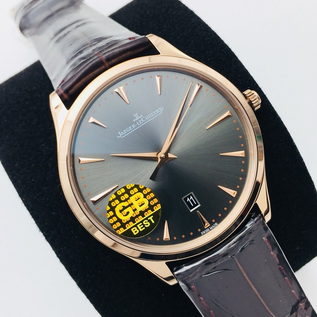 JAEGER MASTER CONTROL ULTRA THIN ROSE GOLD GREY DIAL