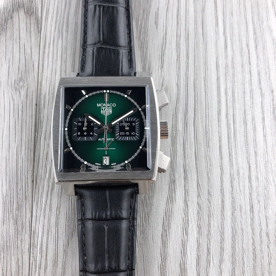 MONACO CHRONOGRAPH QUARTZ LEARHER STRAP
