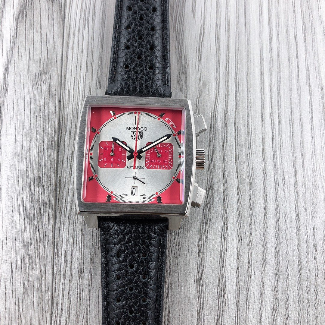 MONACO CHRONOGRAPH QUARTZ LEARHER STRAP