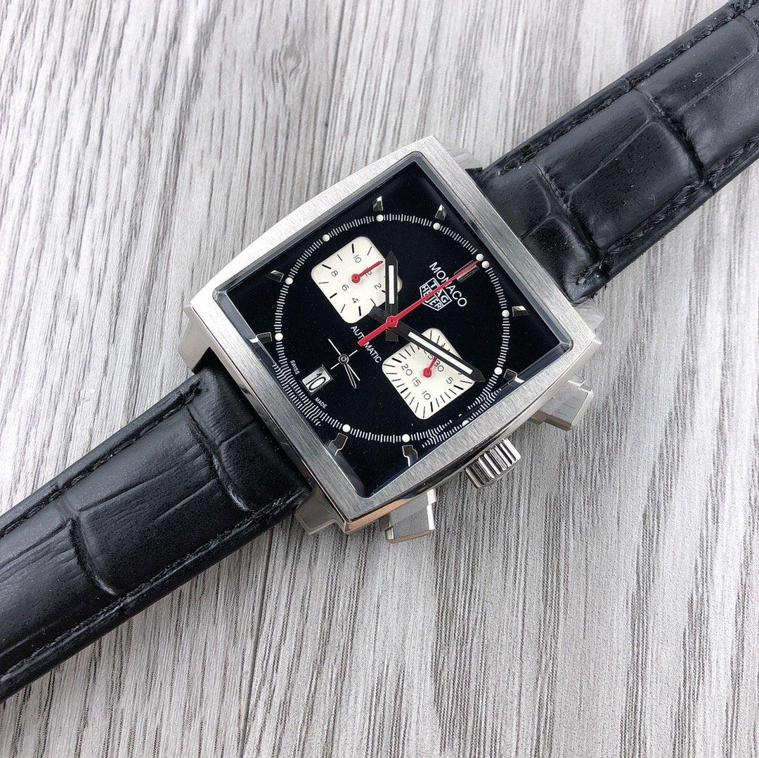 MONACO CHRONOGRAPH QUARTZ LEARHER STRAP