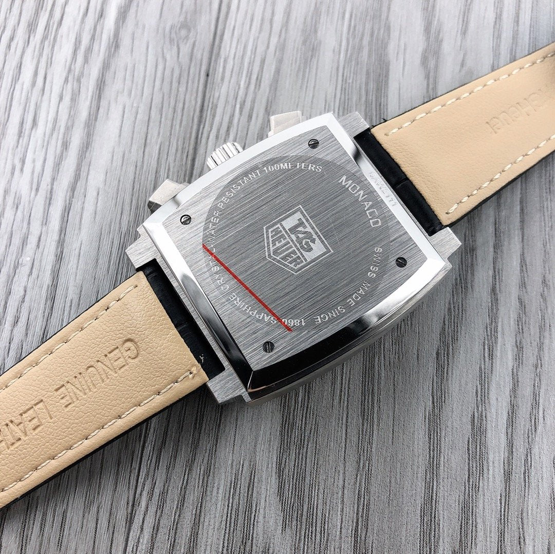 MONACO CHRONOGRAPH QUARTZ LEARHER STRAP