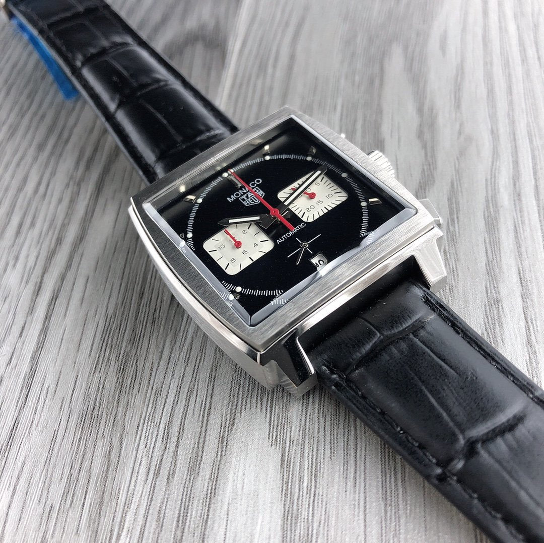 MONACO CHRONOGRAPH QUARTZ LEARHER STRAP