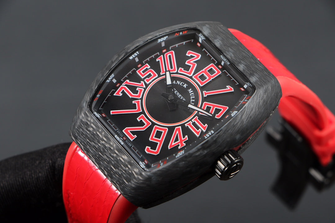 FRANCK VANGUARD CRAZY HOURS CARBON RED NUMERALS