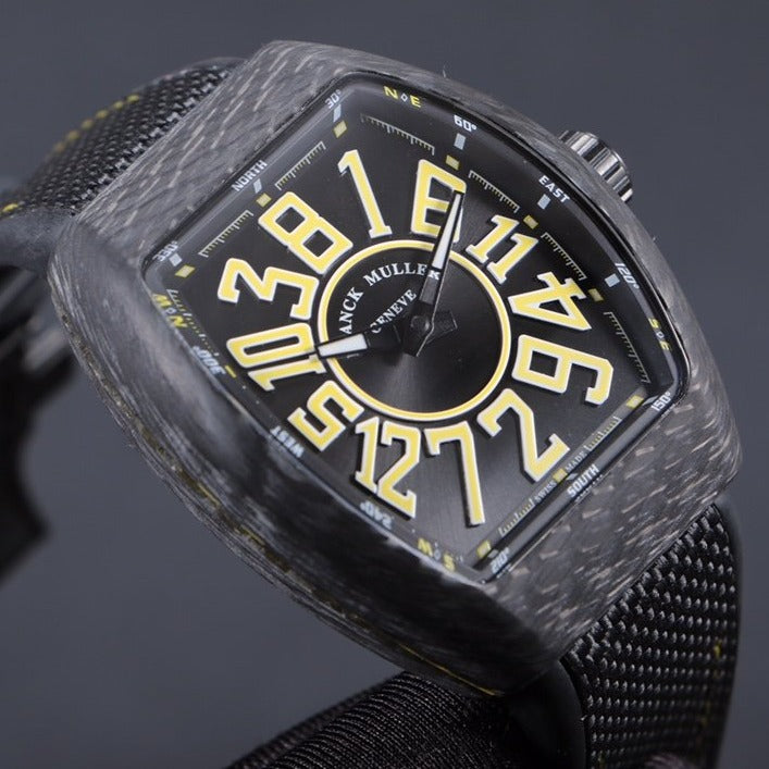FRANCK VANGUARD CRAZY HOURS CARBON YELLOW NUMERALS
