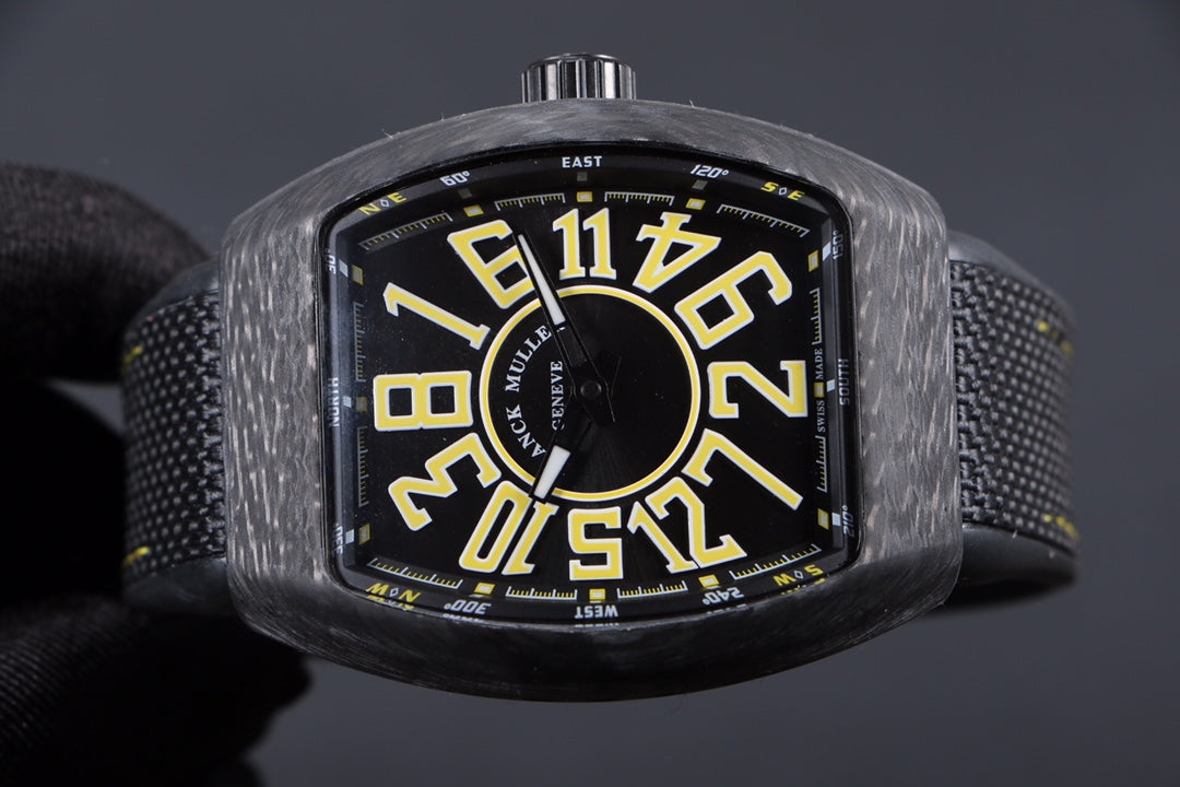 FRANCK VANGUARD CRAZY HOURS CARBON YELLOW NUMERALS