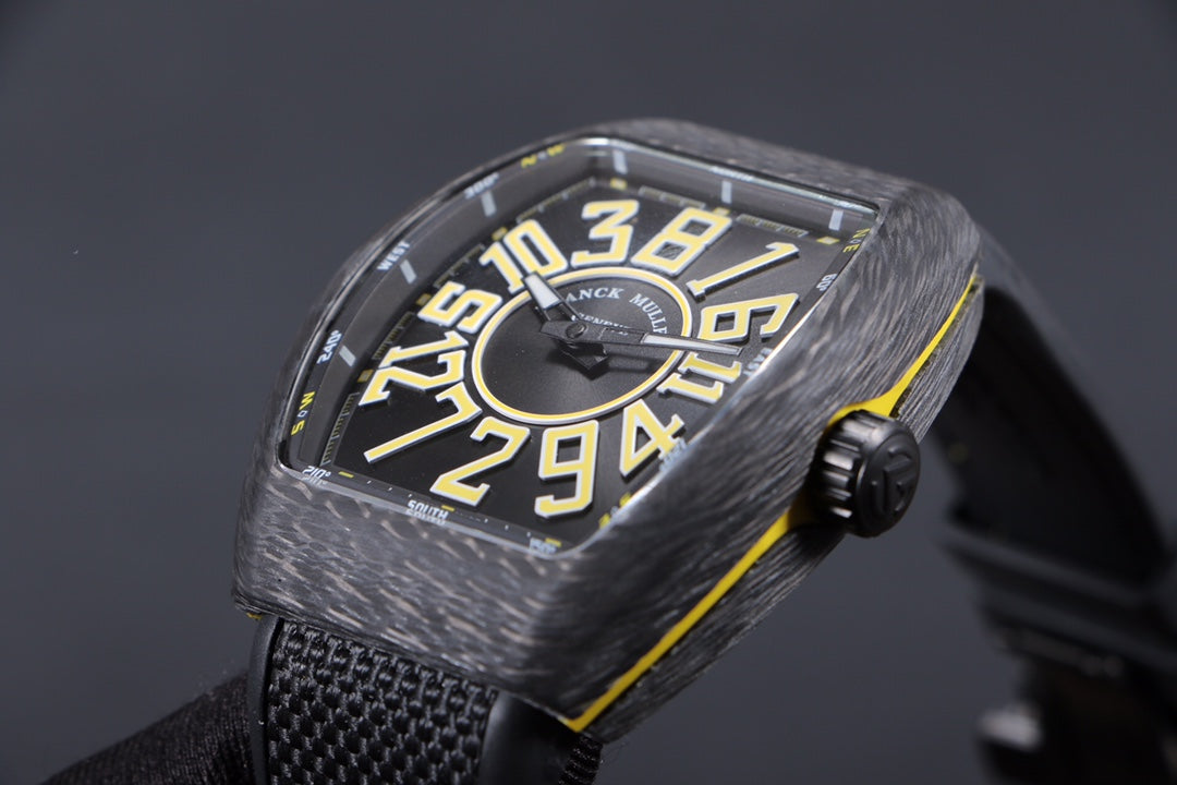 FRANCK VANGUARD CRAZY HOURS CARBON YELLOW NUMERALS