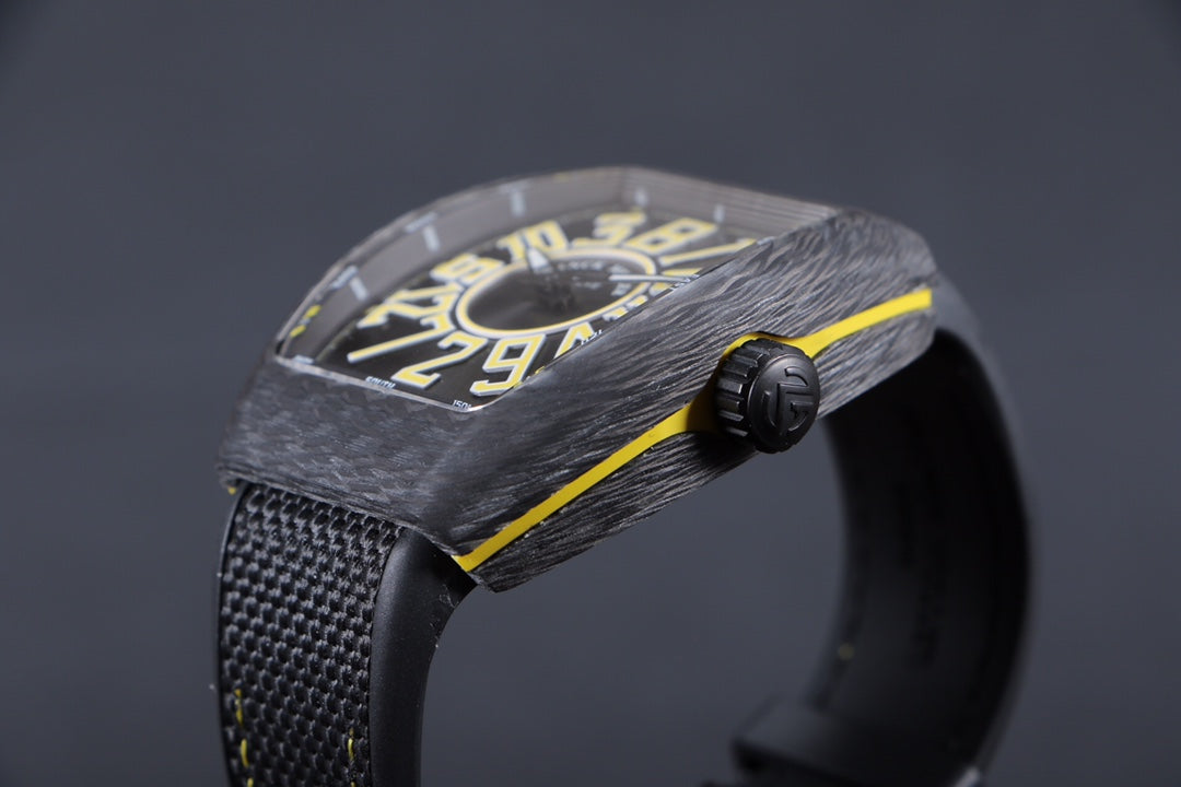FRANCK VANGUARD CRAZY HOURS CARBON YELLOW NUMERALS