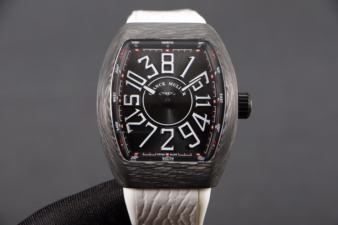 FRANCK VANGUARD CRAZY HOURS CARBON WHITE NUMERALS
