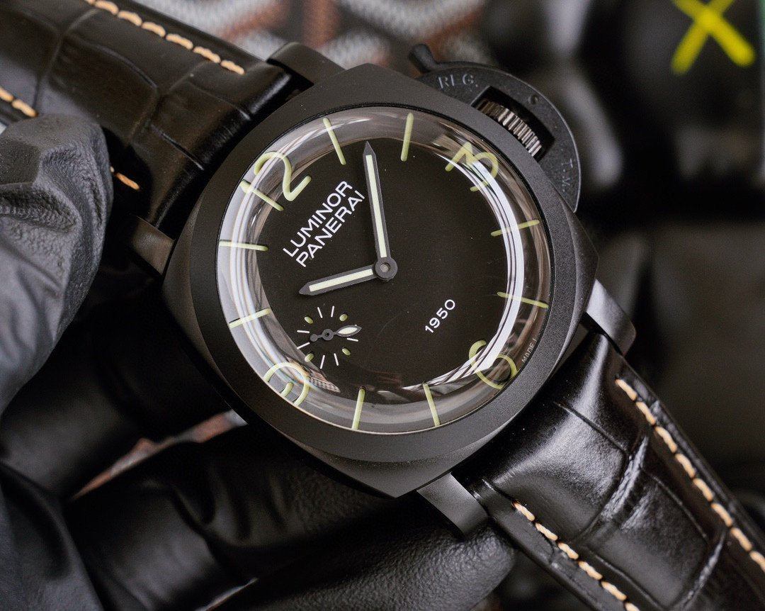 LUMINOR 1950 47MM ALL BLACK LEATHER STRAP