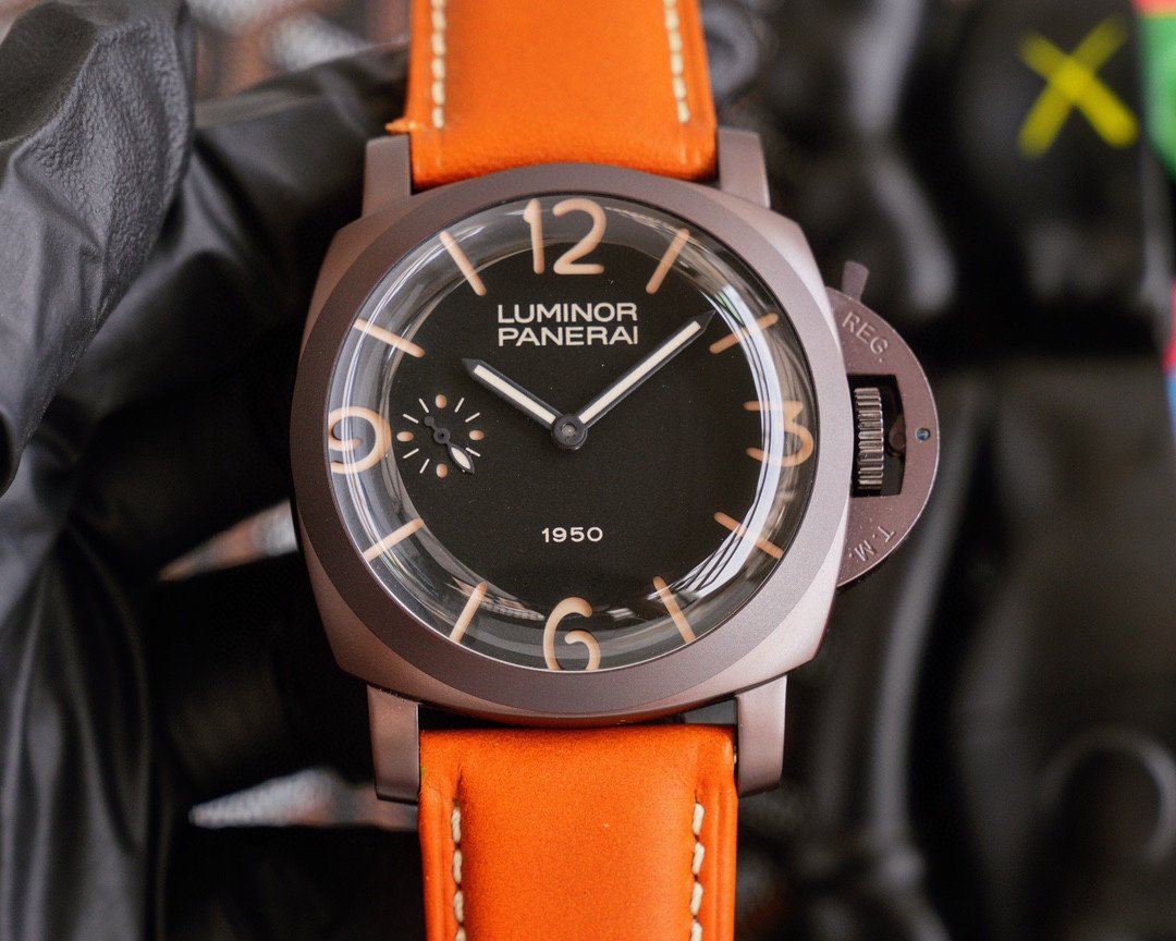 LUMINOR 1950 47MM ALL BLACK LEATHER STRAP