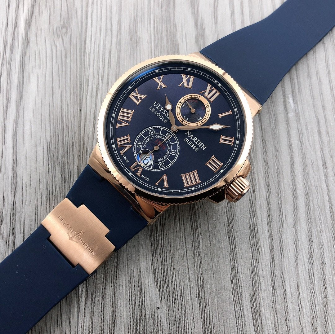 ULYSSE MARINE 42MM CHRONOMETER ROSE GOLD BLUE