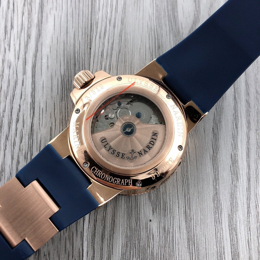 ULYSSE MARINE 42MM CHRONOMETER ROSE GOLD BLUE