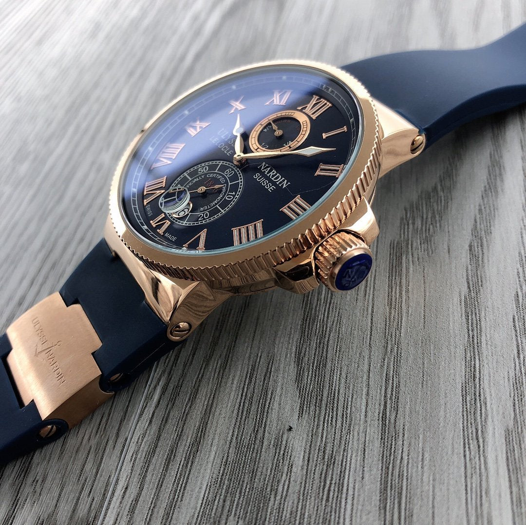 ULYSSE MARINE 42MM CHRONOMETER ROSE GOLD BLUE
