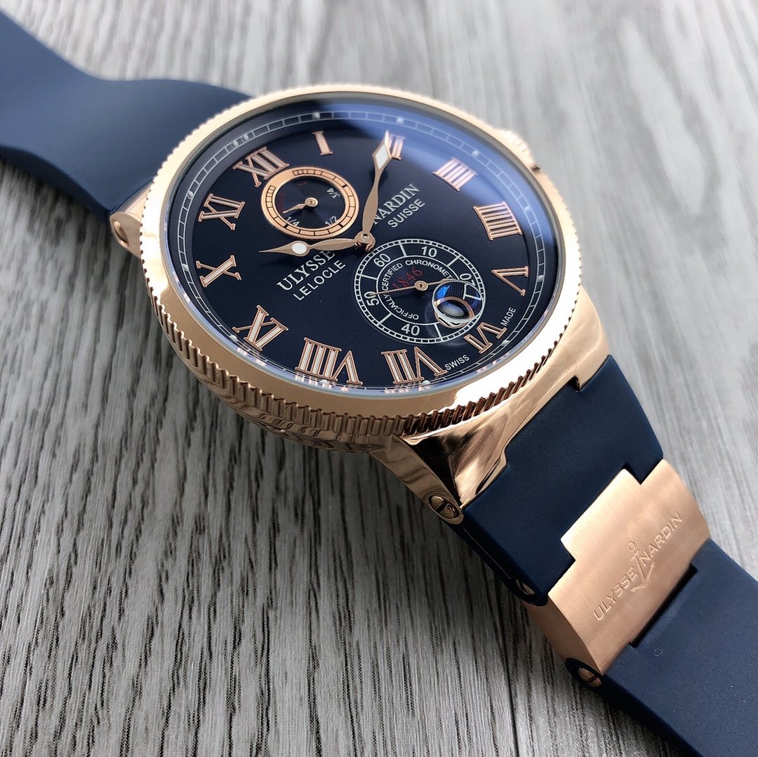 ULYSSE MARINE 42MM CHRONOMETER ROSE GOLD BLUE