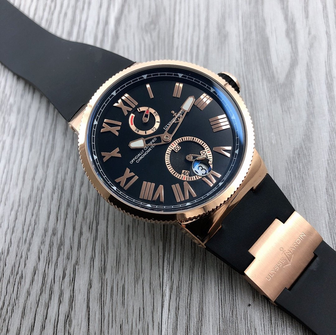 ULYSSE MARINE 42MM CHRONOMETER ROSE GOLD BLACK