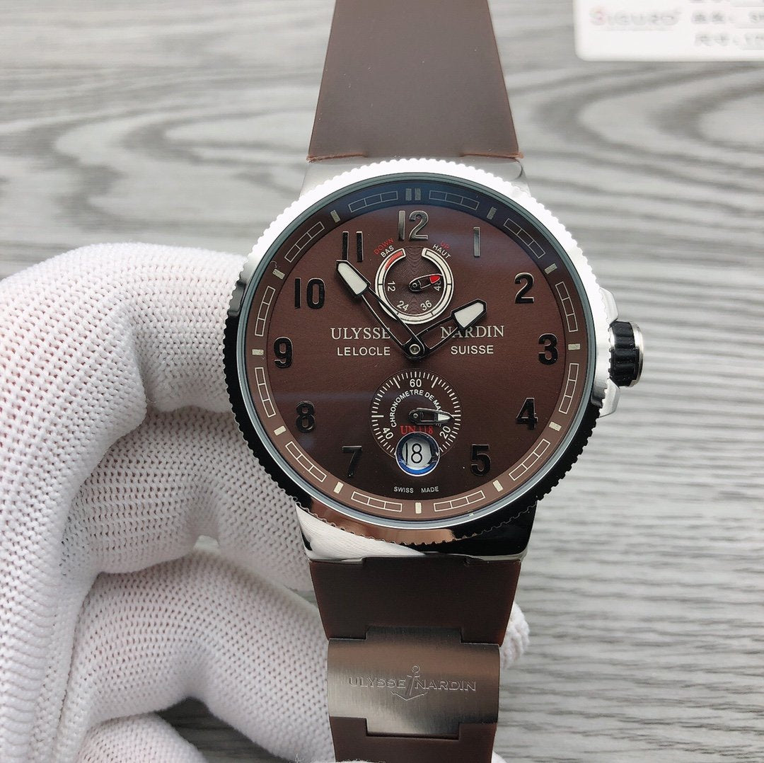 ULYSSE MARINE 42MM CHRONOMETER SILVER BROWN DIAL