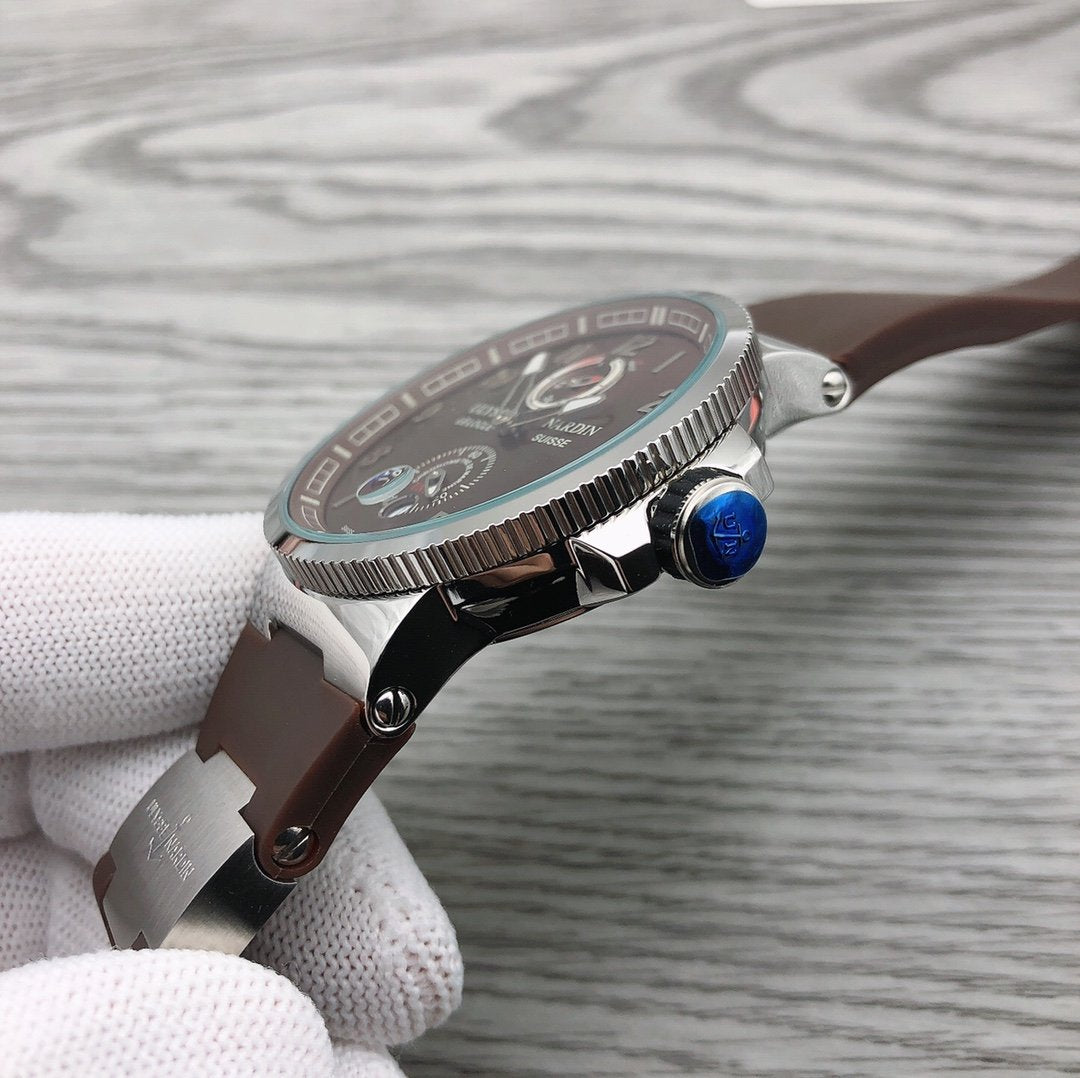 ULYSSE MARINE 42MM CHRONOMETER SILVER BROWN DIAL