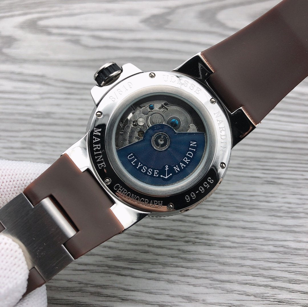 ULYSSE MARINE 42MM CHRONOMETER SILVER BROWN DIAL