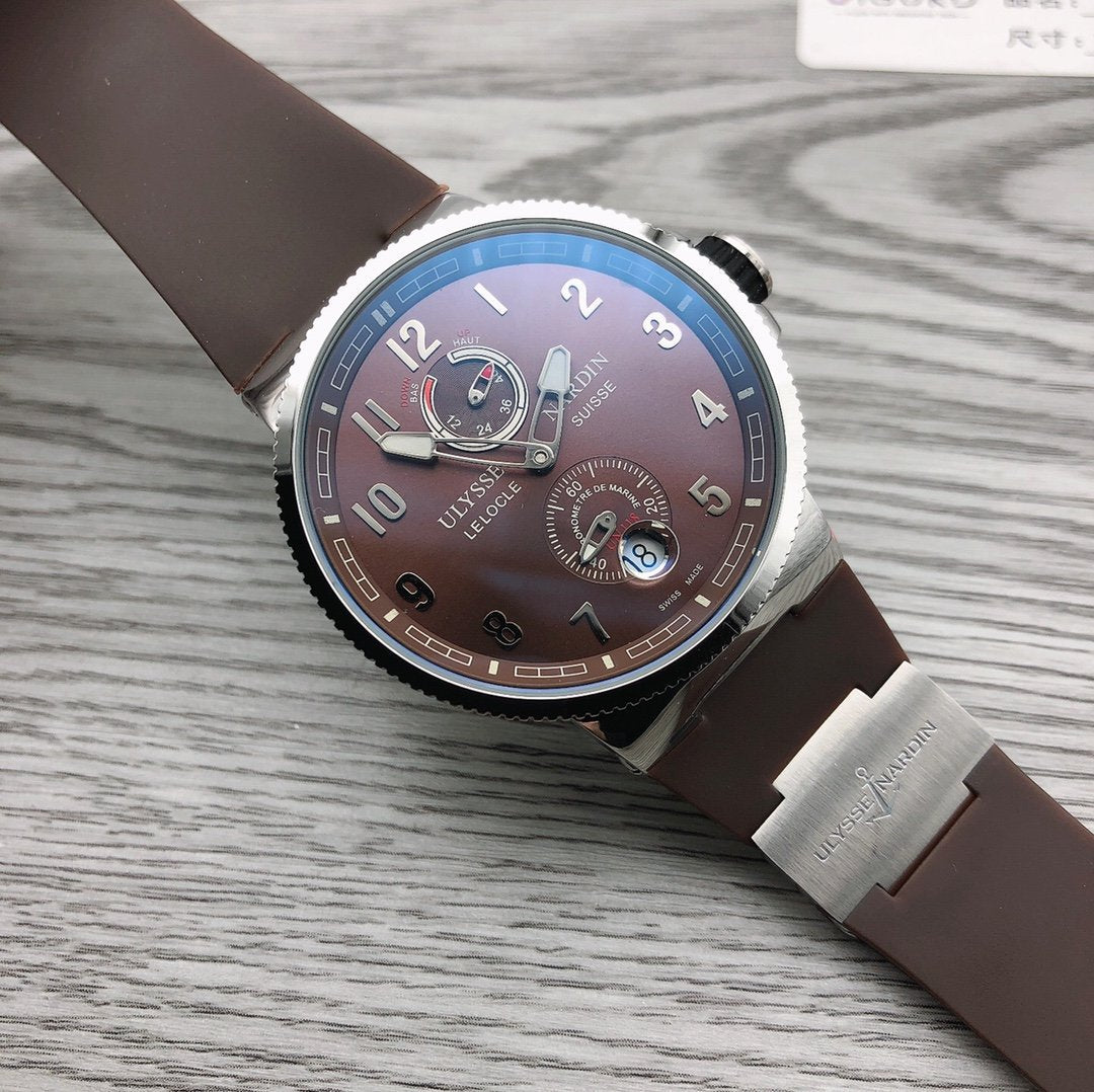 ULYSSE MARINE 42MM CHRONOMETER SILVER BROWN DIAL