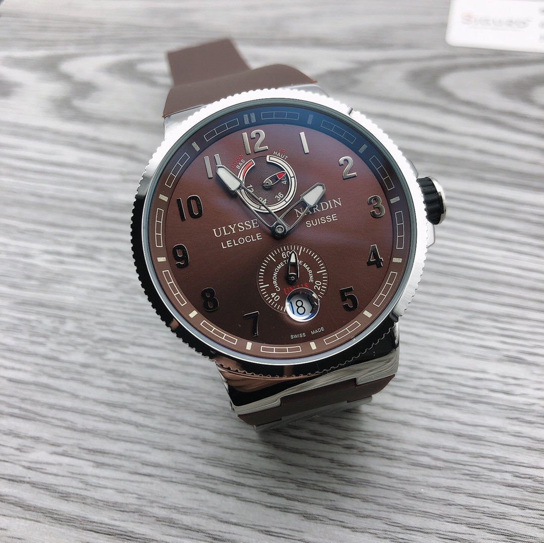 ULYSSE MARINE 42MM CHRONOMETER SILVER BROWN DIAL
