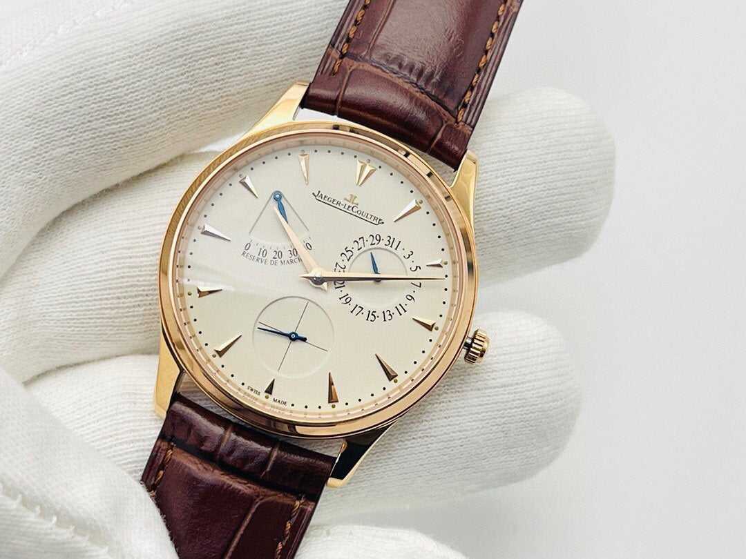 JAEGER MASTER ULTRA THIN RESERVE RED GOLD WHITE DIAL