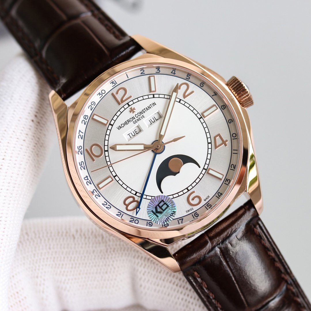 VACHERON TRIPLE-DATE 40MM ROSE GOLD GREY DIAL