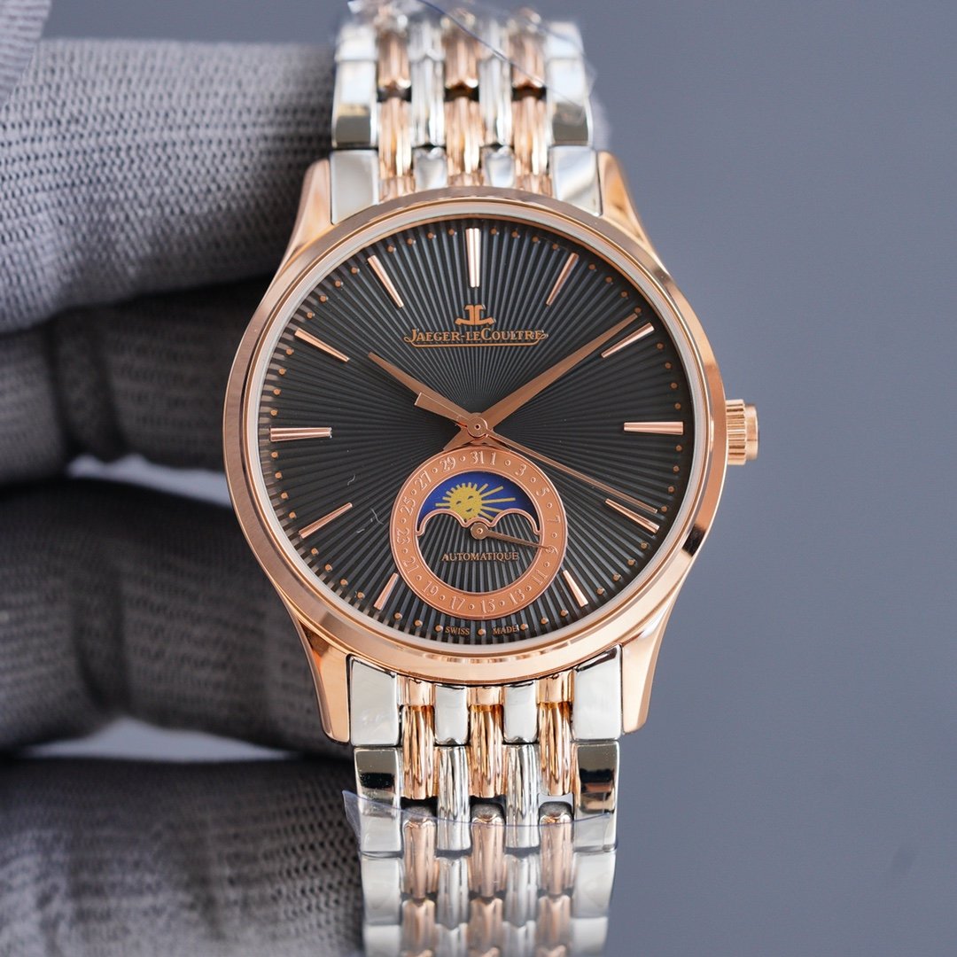 JAEGER LECOULTRE ULTRA THIN TWO-TONE GOLD STEEL MOONPHASE