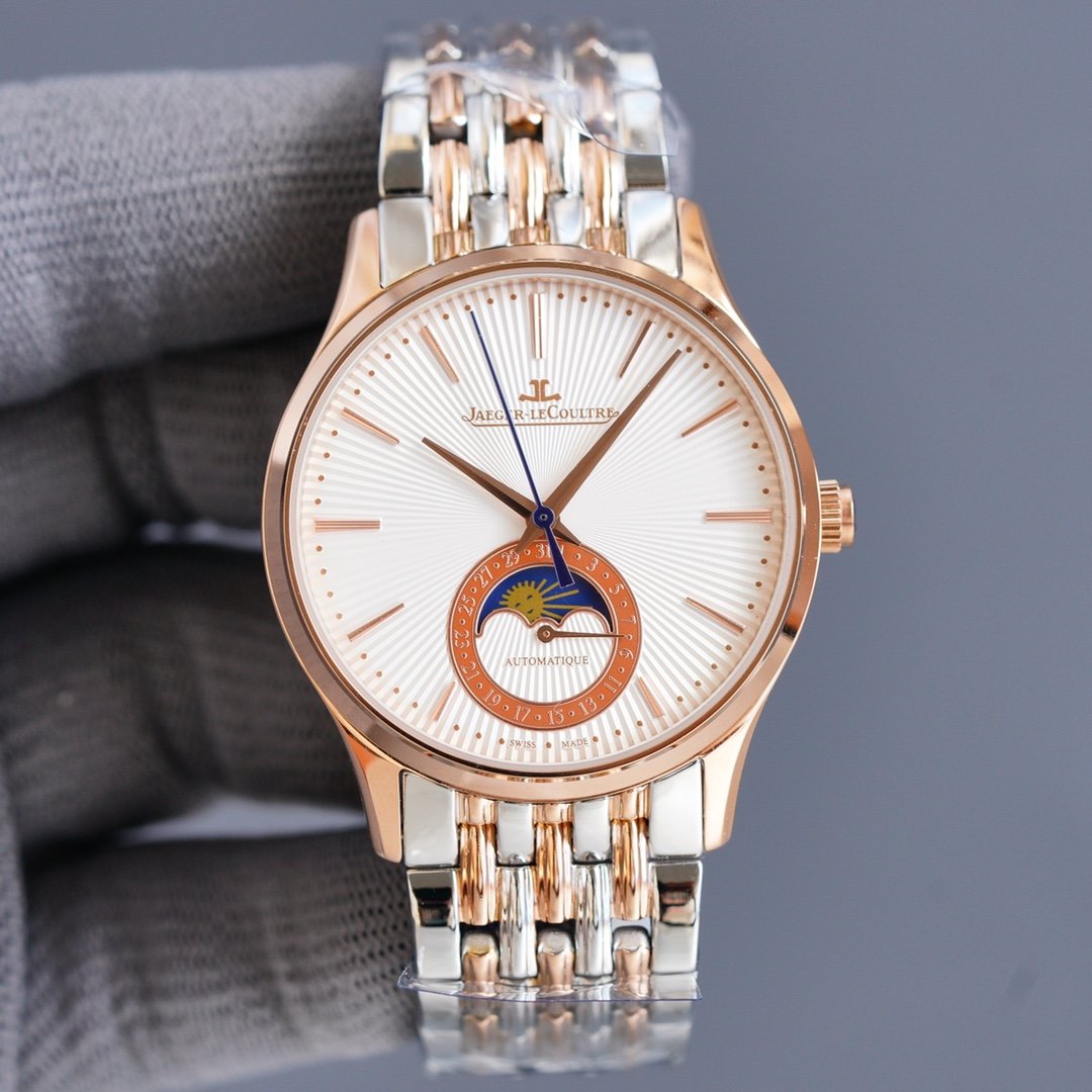 JAEGER LECOULTRE ULTRA THIN TWO-TONE GOLD STEEL MOONPHASE