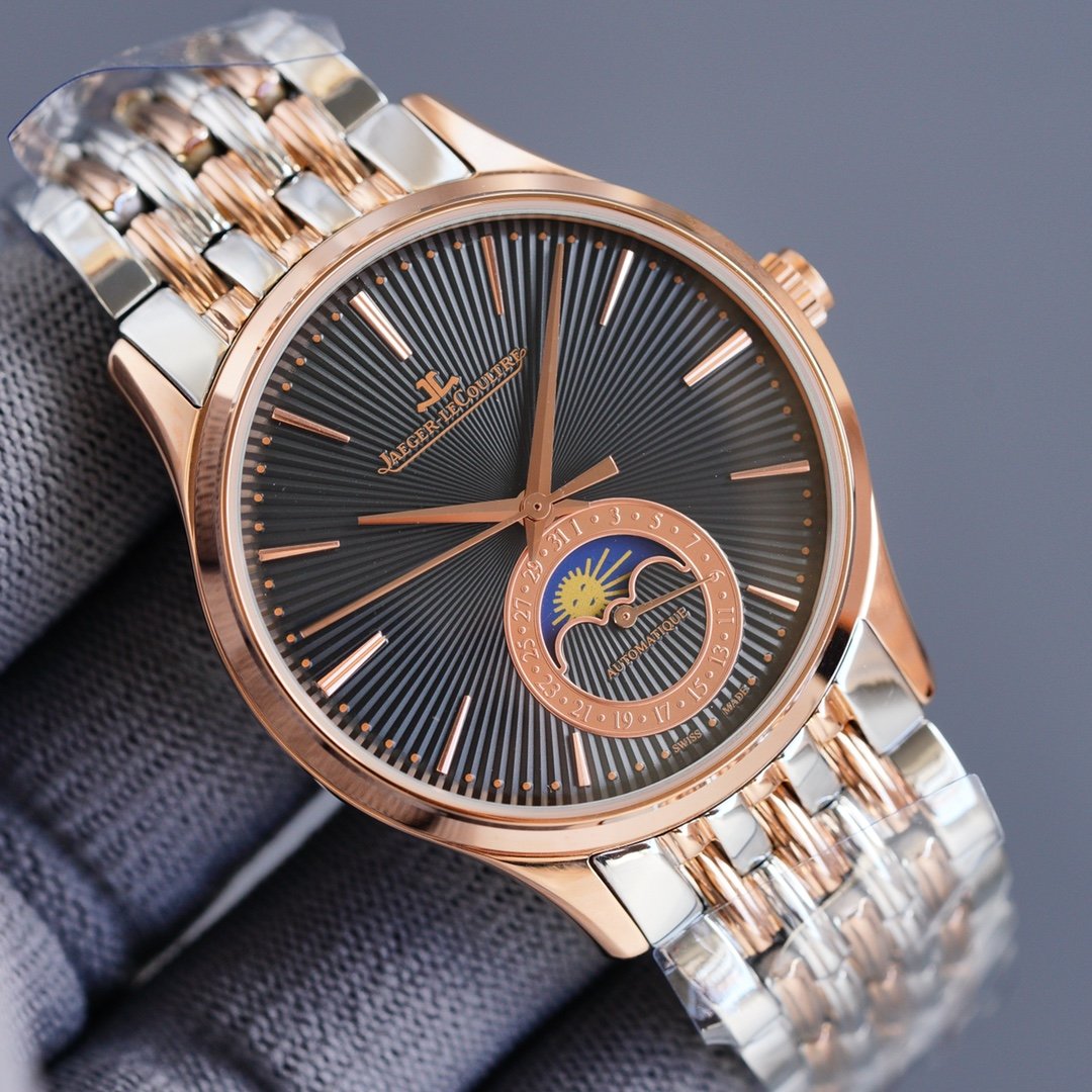 JAEGER LECOULTRE ULTRA THIN TWO-TONE GOLD STEEL MOONPHASE