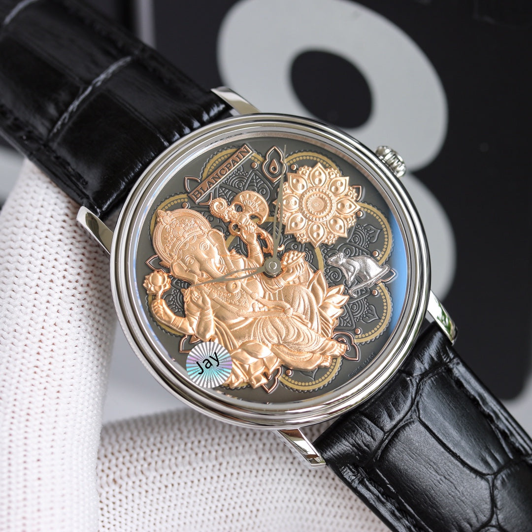 VILLARET GANESH 40MM STEEL CASE BLACK DIAL