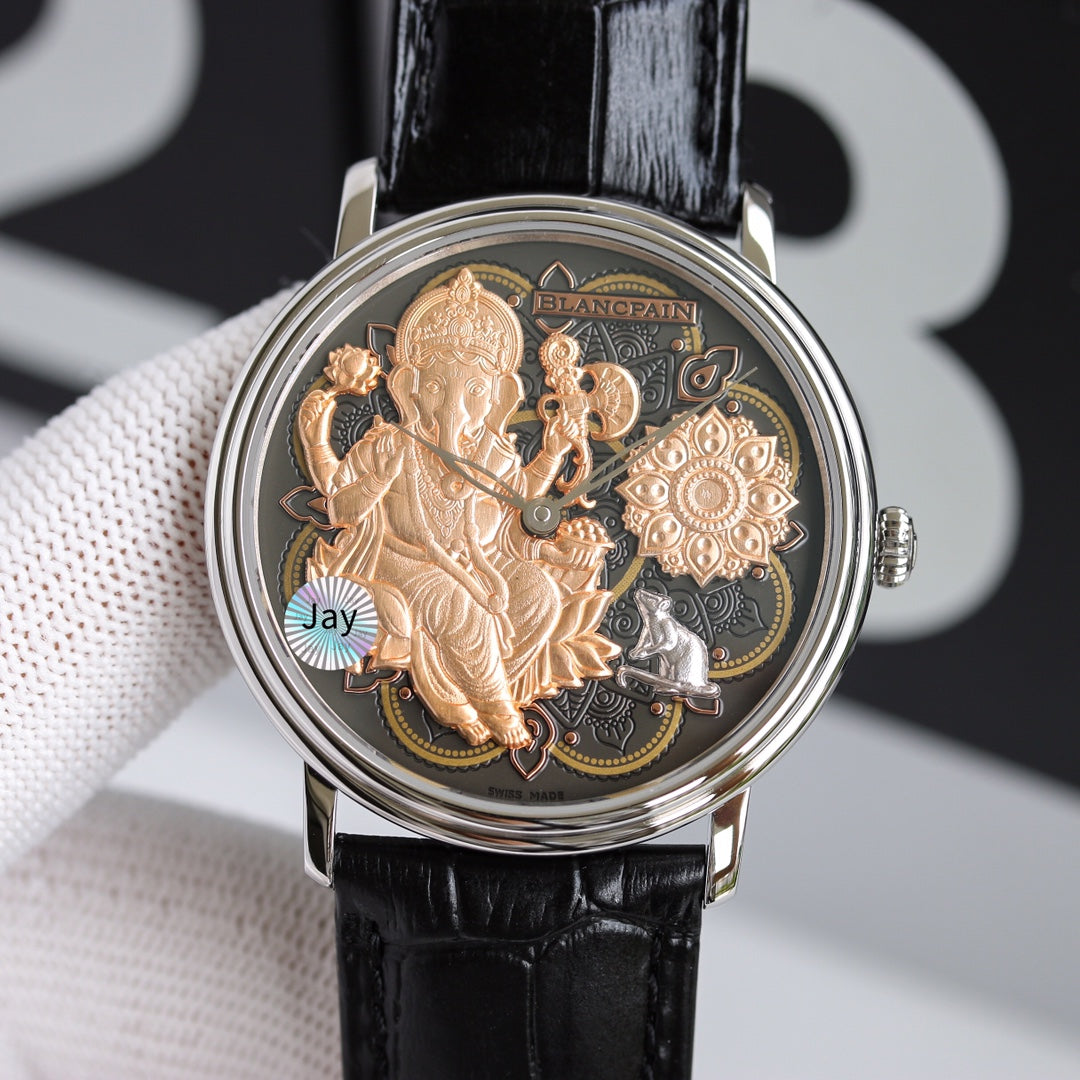 VILLARET GANESH 40MM STEEL CASE BLACK DIAL