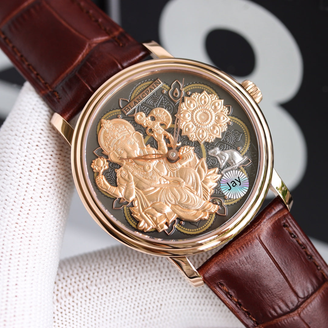 VILLARET GANESH 40MM ROSE GOLD CASE BLACK DIAL